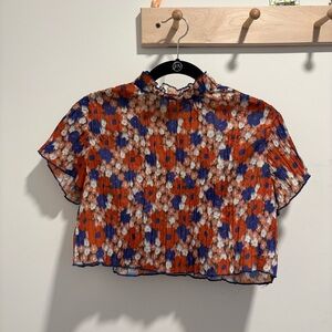 Urban Outfitters Floral Pleated Cropped Top
